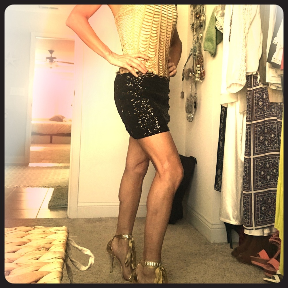 Black sequin SUPER-MINI skirt